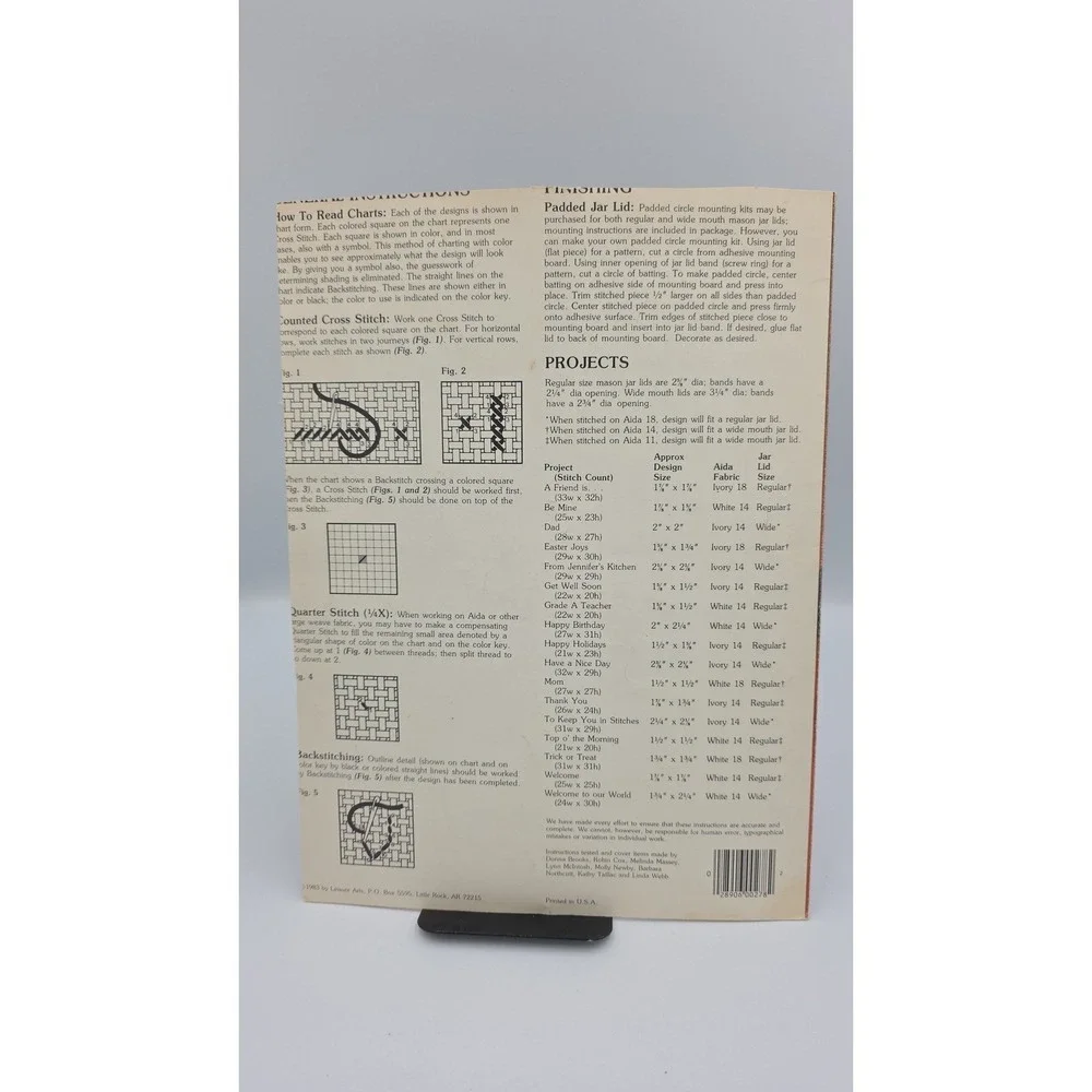 Jar Lids for All Occasions, 1983, Leaflet 278 Cross‎ Stitch Pattern